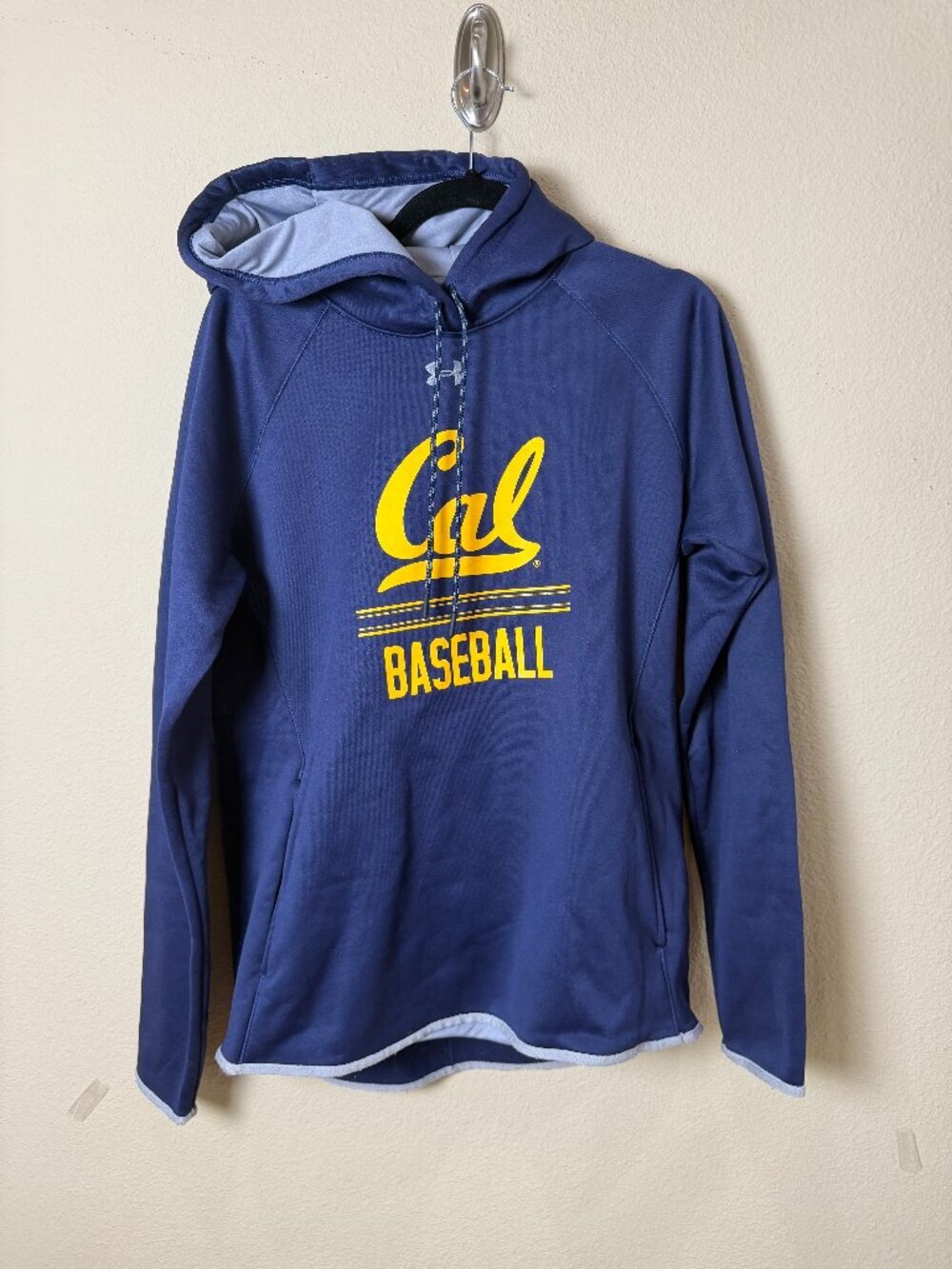 Under Armour Navy Blue Hooded Sweatshirt with Yellow "Cal Baseball" Logo